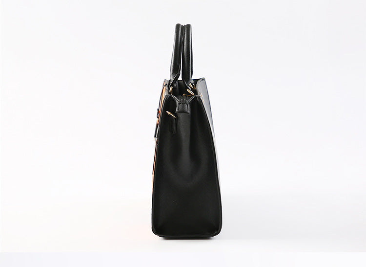Color Block One Shoulder Tote Bag