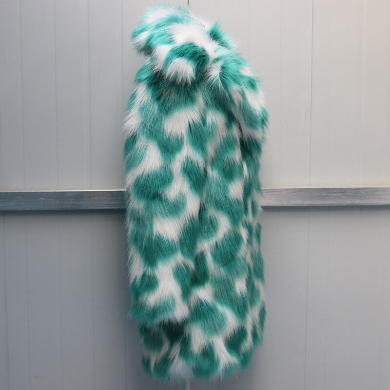 Full Size Faux Fox Fur Mid Long Trench Coat