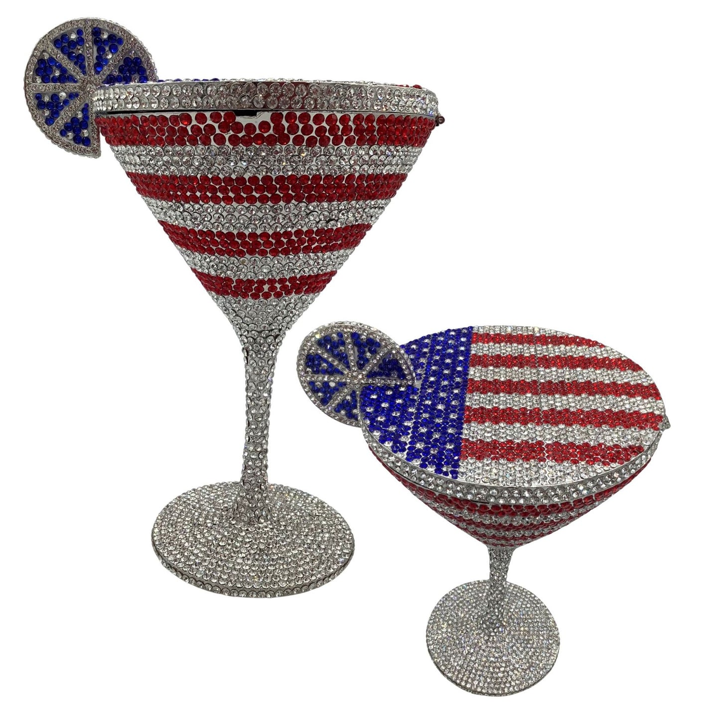 Rhinestone Cocktail Tall Glass Party Bag