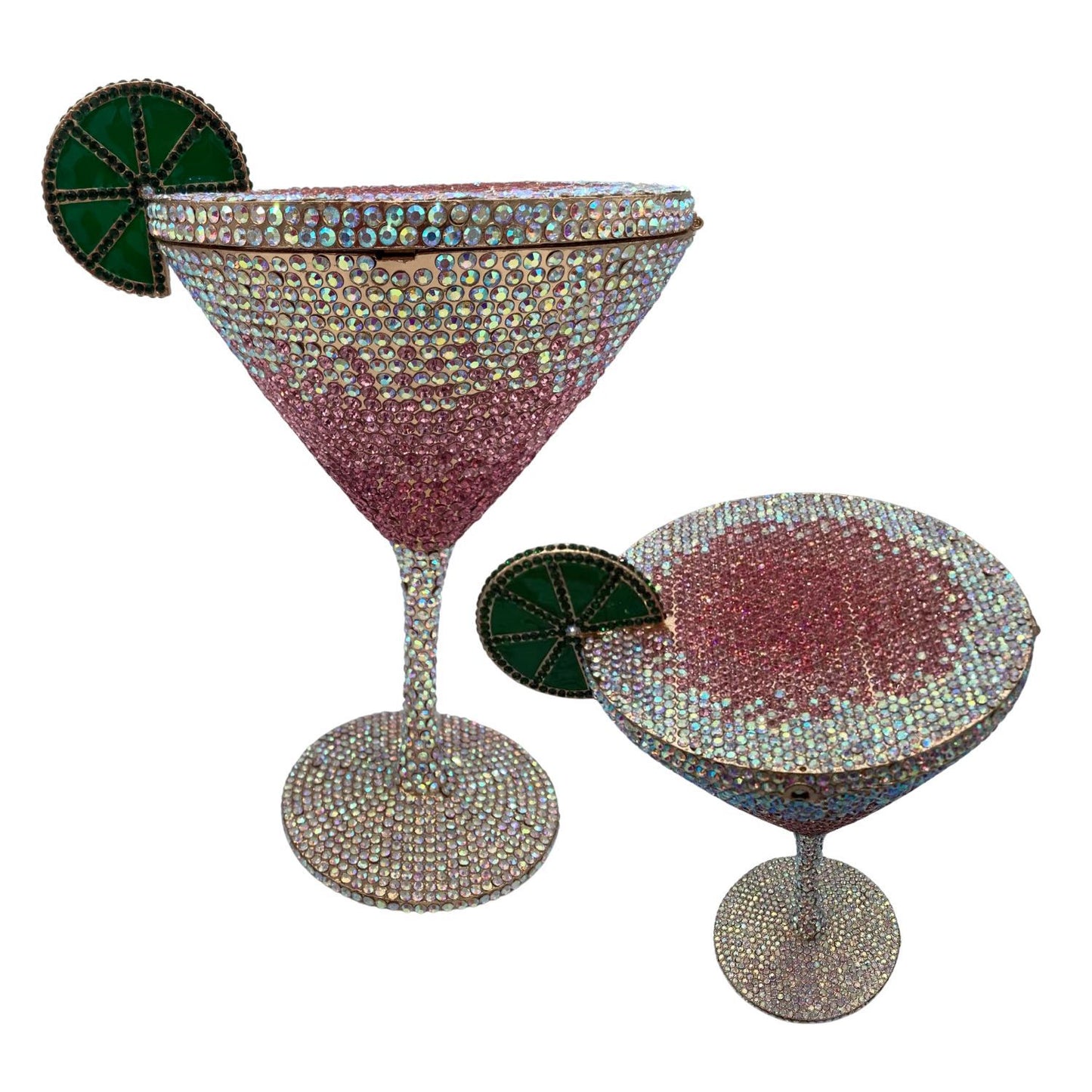 Rhinestone Cocktail Tall Glass Party Bag