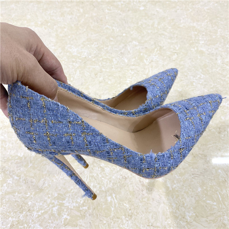 Plaid Pointed Toe Stiletto Pumps