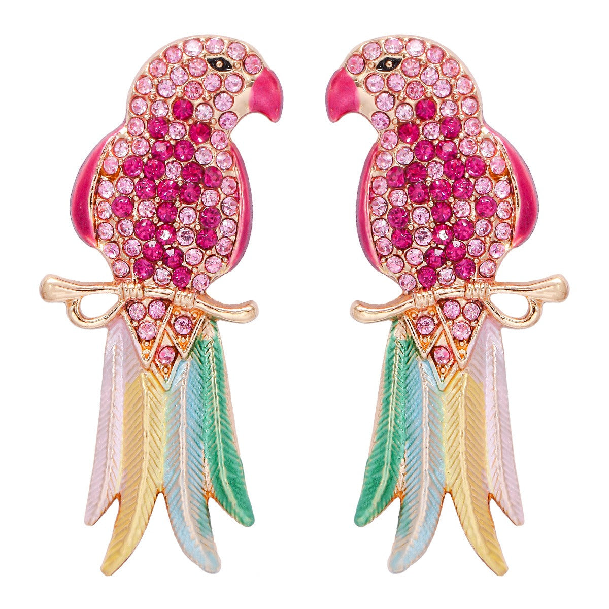 Retro Multicolor Crystal Parrot Earrings