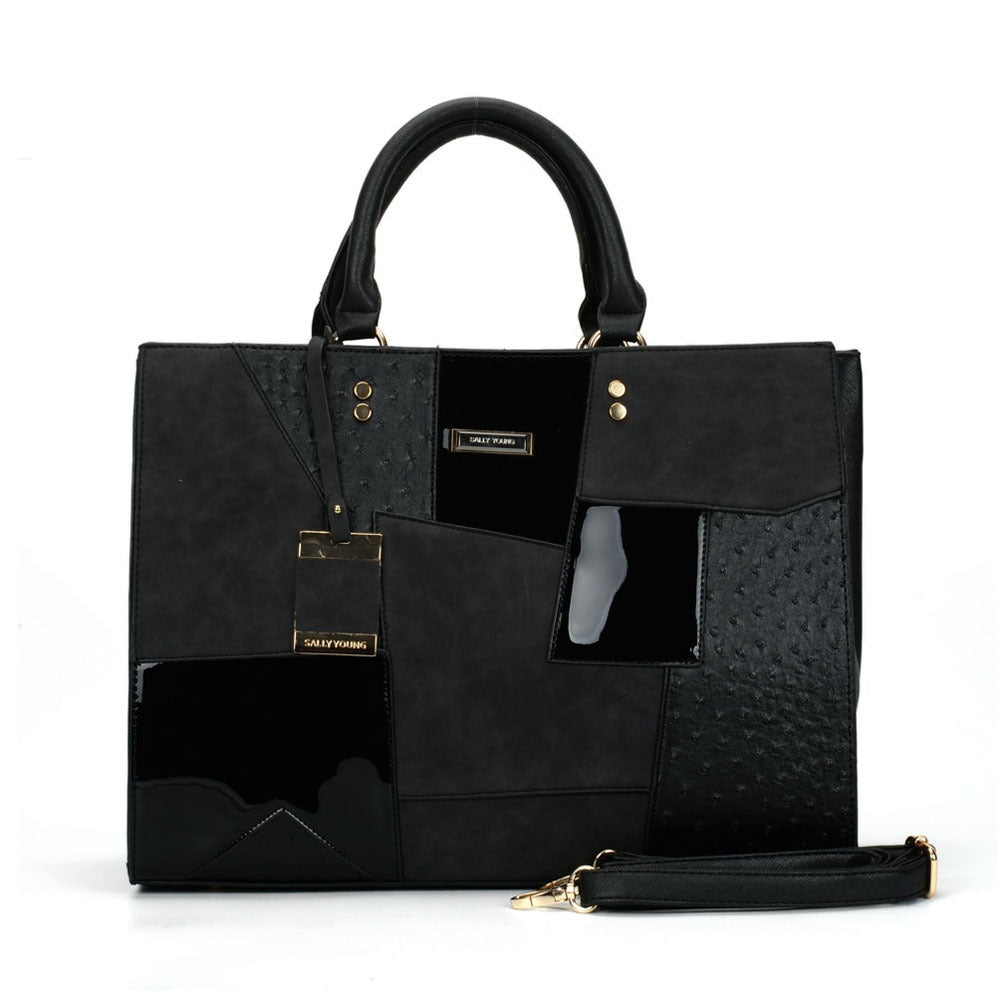 Color Block One Shoulder Tote Bag