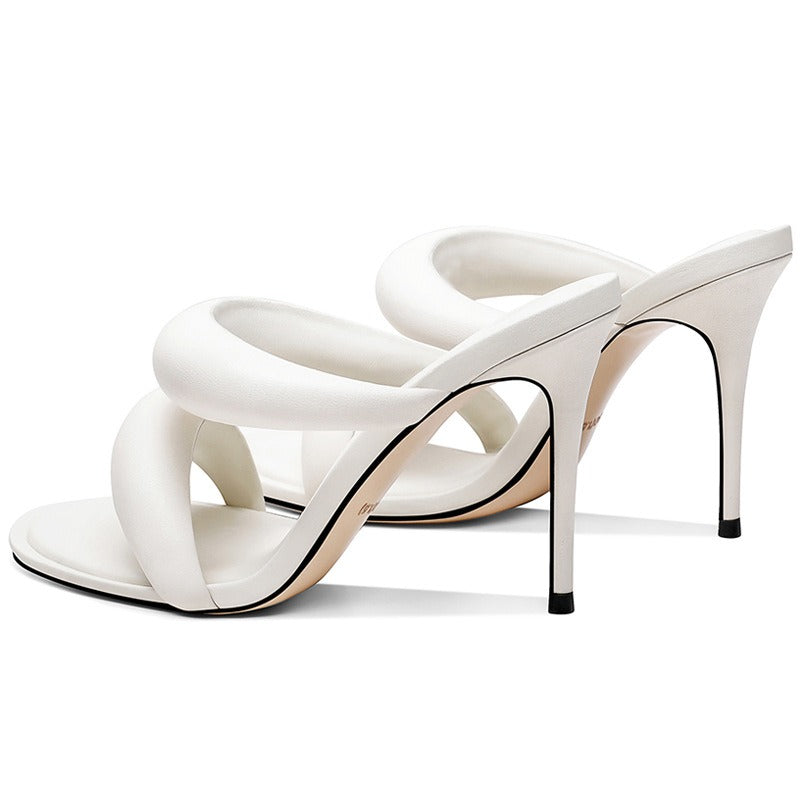 Open Toe Two Straps High Heel Slippers