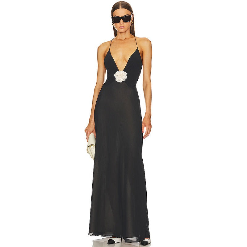 Deep V-Neck Backless Spaghetti Strap Dress
