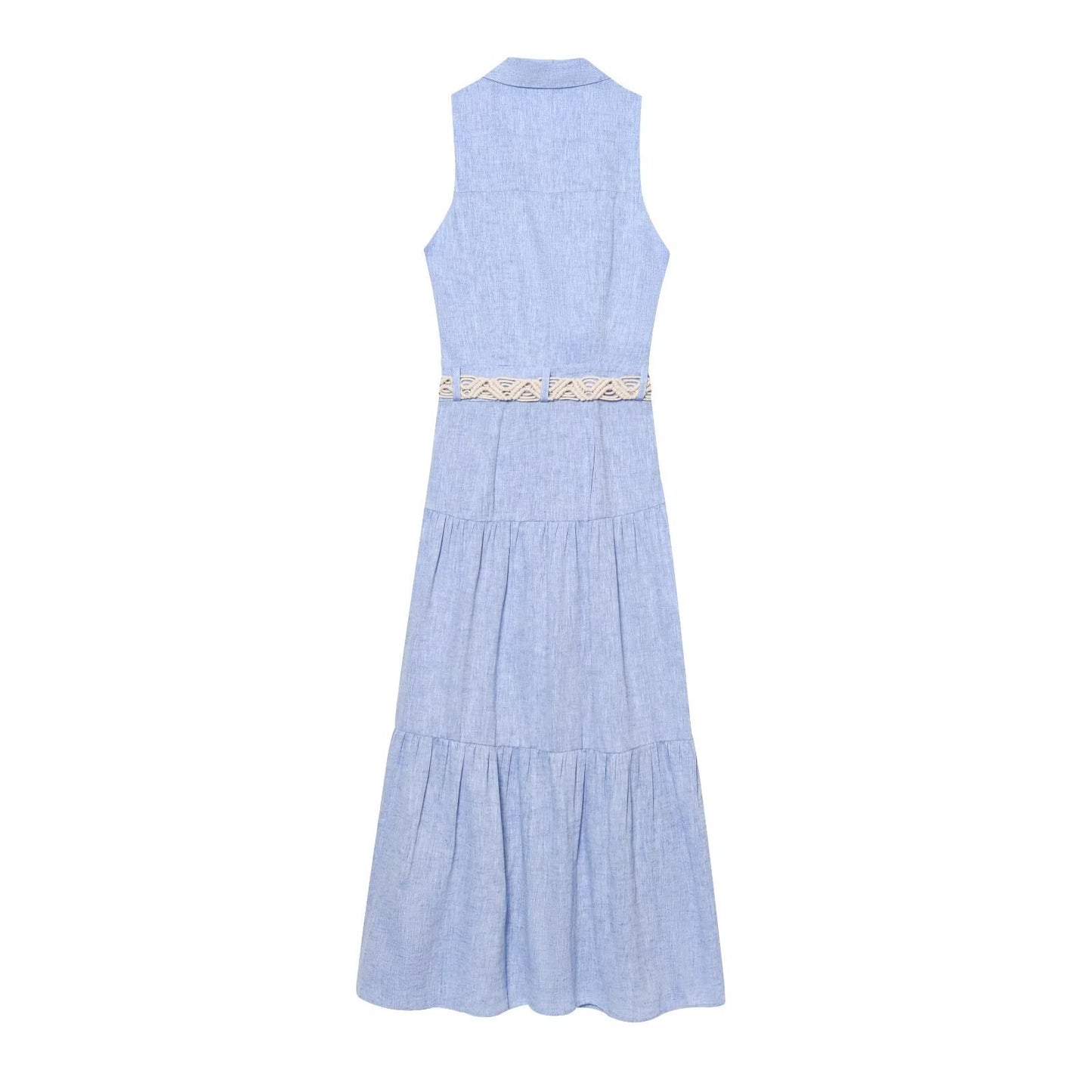 Notched Sleeveless A-Line Maxi Dress