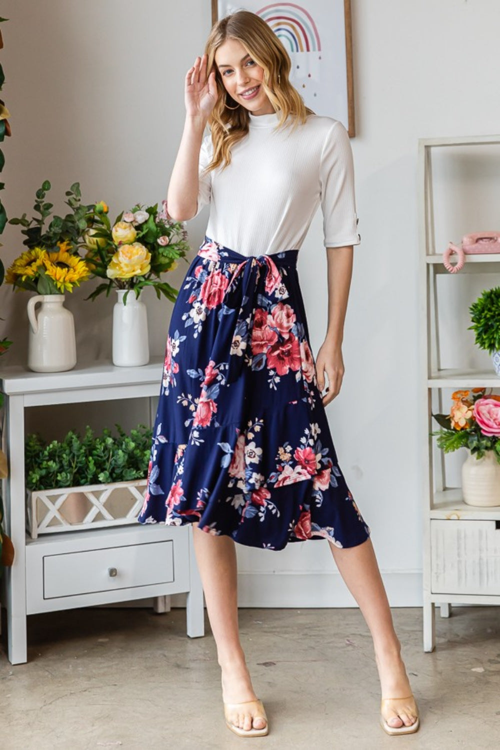 Floral Wrap Ruffled Dress