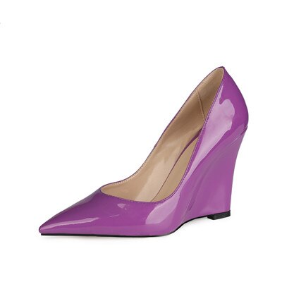 Patent Leather Pointed Toe Wedge Pumps