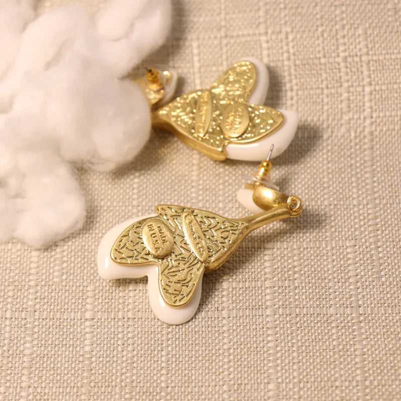 White Magnolia Dangle Earrings and Necklace Set