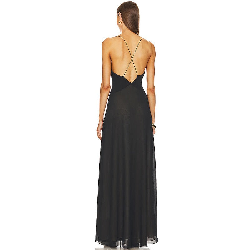 Deep V-Neck Backless Spaghetti Strap Dress
