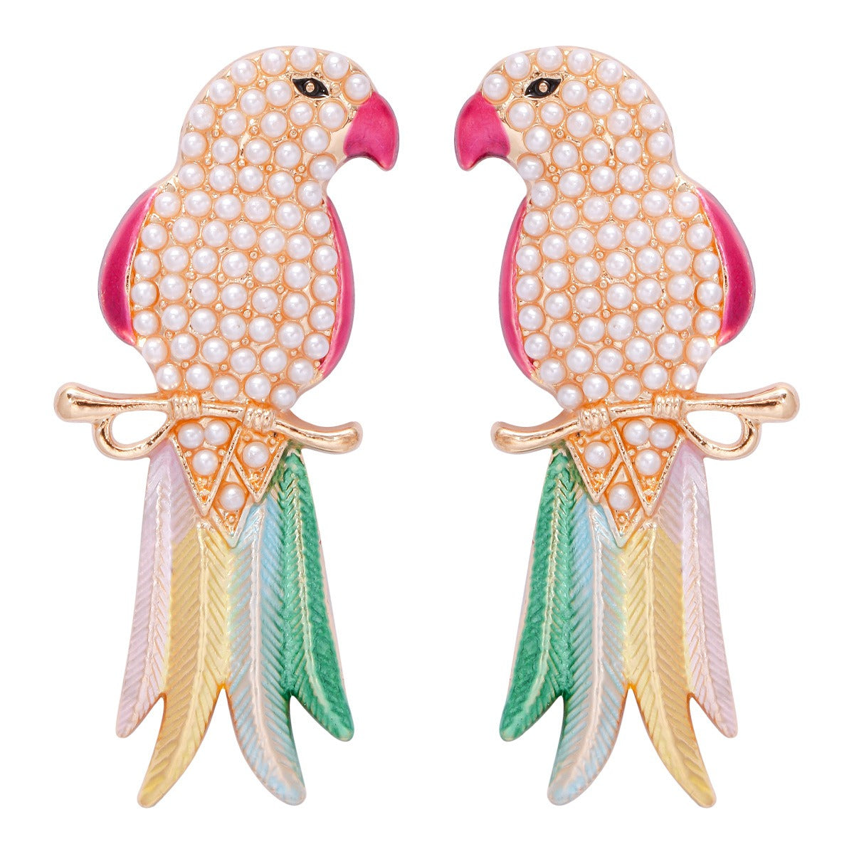 Retro Multicolor Crystal Parrot Earrings
