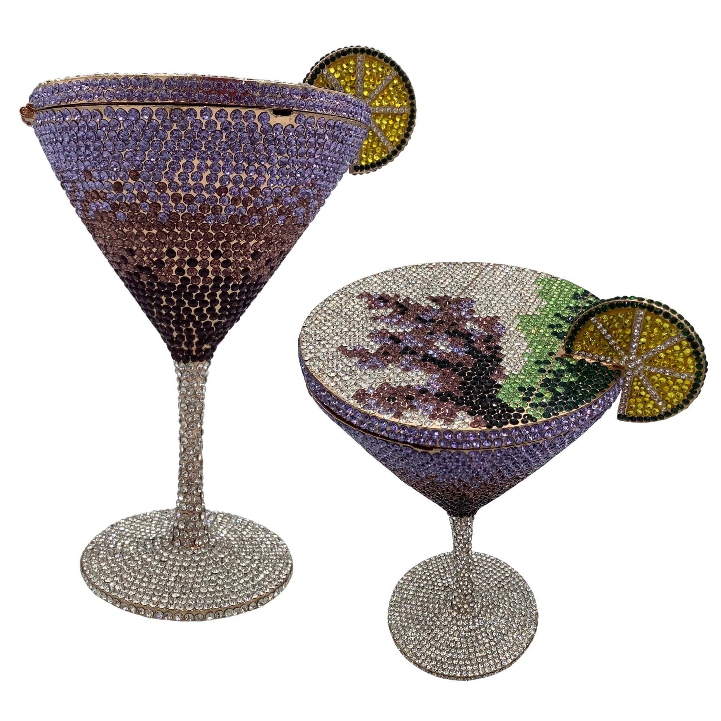 Rhinestone Cocktail Tall Glass Party Bag