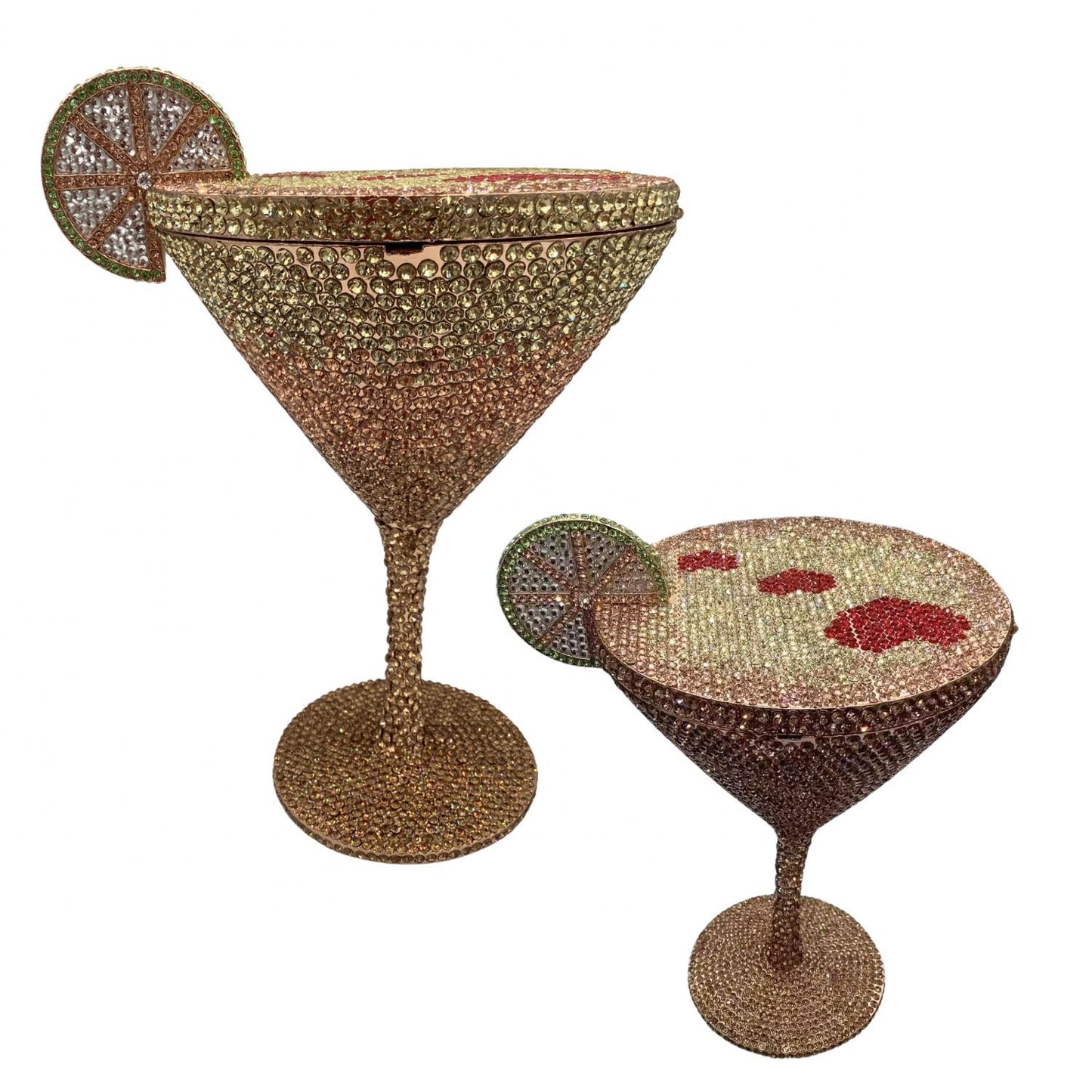 Rhinestone Cocktail Tall Glass Party Bag