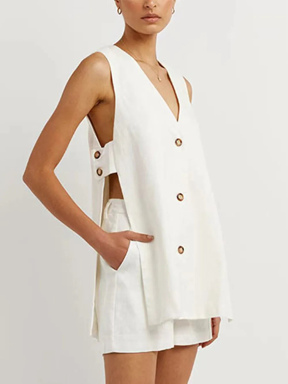 Full Size Button Up Top and Shorts Set