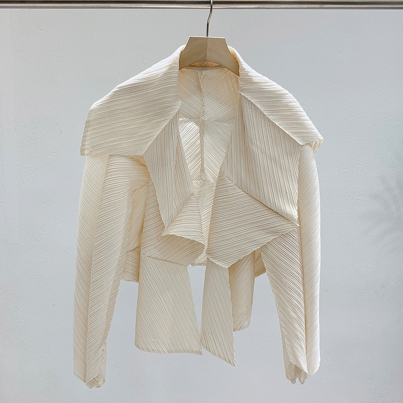 Miyake Pleated Folded Sleeves Open Front Jacket