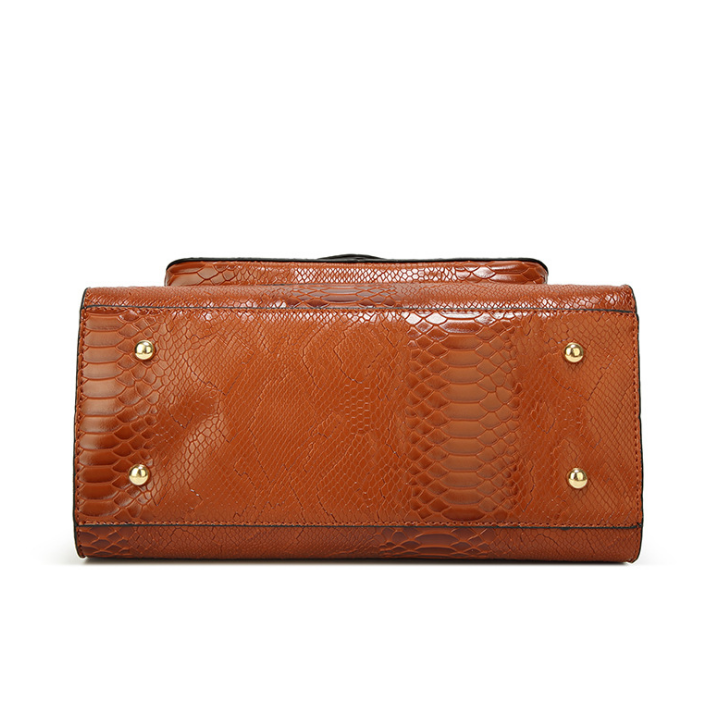 PU Serpentine Pattern Large Messenger Handbag