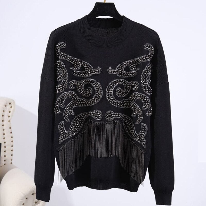 2Pcs Embellished Sweater & Pants Set
