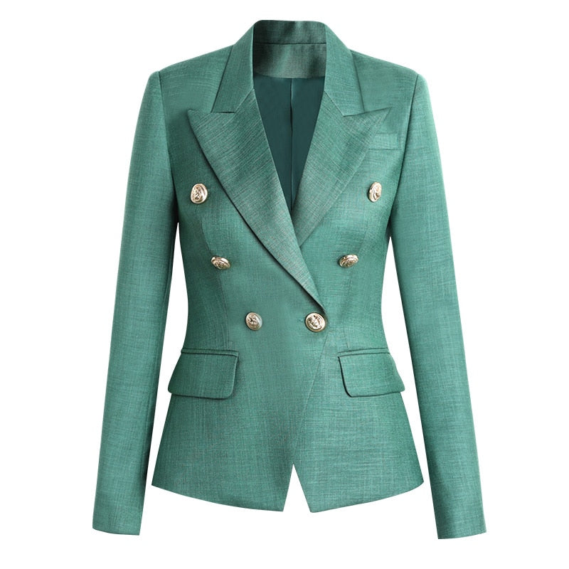 Decorative Buttons Double-Breasted Blazer