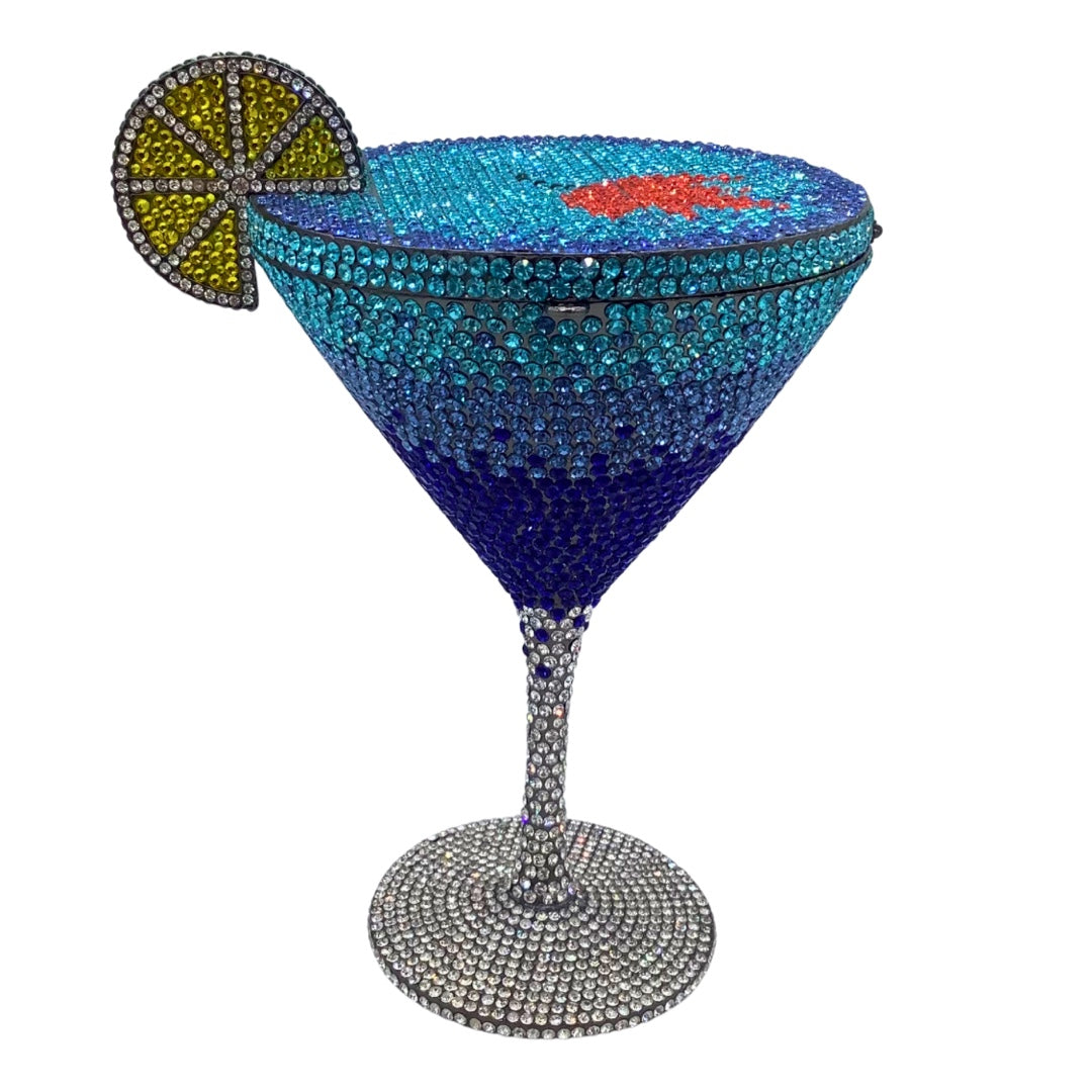 Rhinestone Cocktail Tall Glass Party Bag