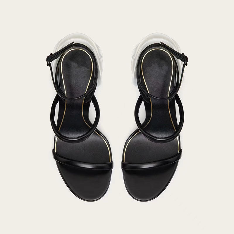 Flower Slim Heel Strappy Sandals