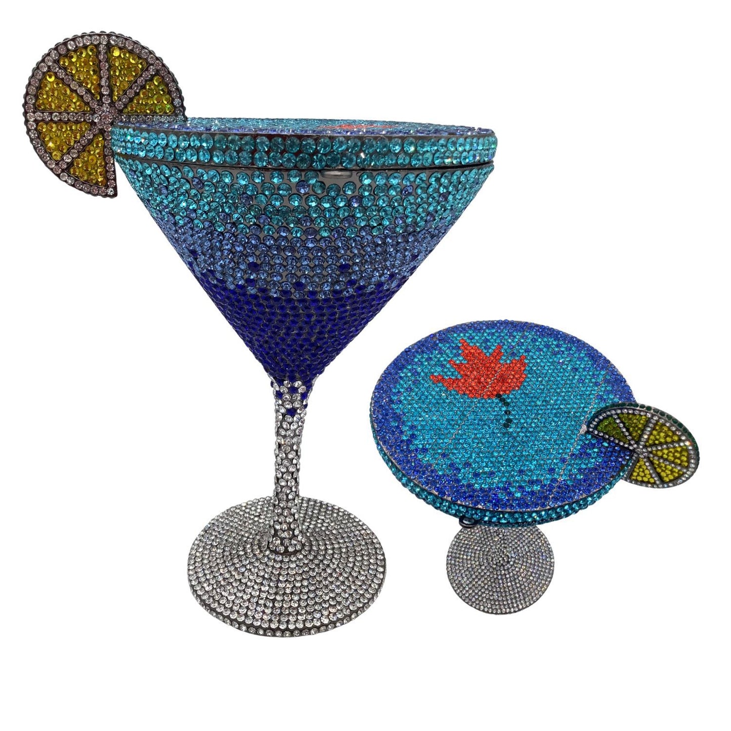 Rhinestone Cocktail Tall Glass Party Bag