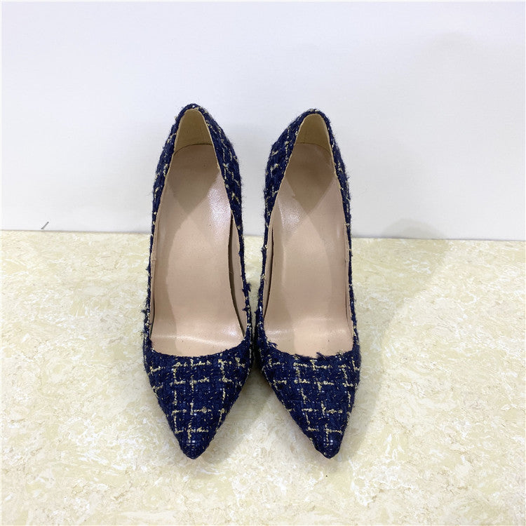 Plaid Pointed Toe Stiletto Pumps
