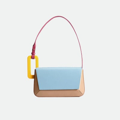 Color Block Patchwork Tote Bag