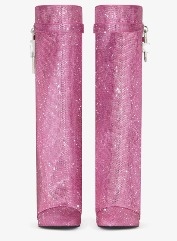 Rhinestone Lock Decor Wedge Knee-High Boots