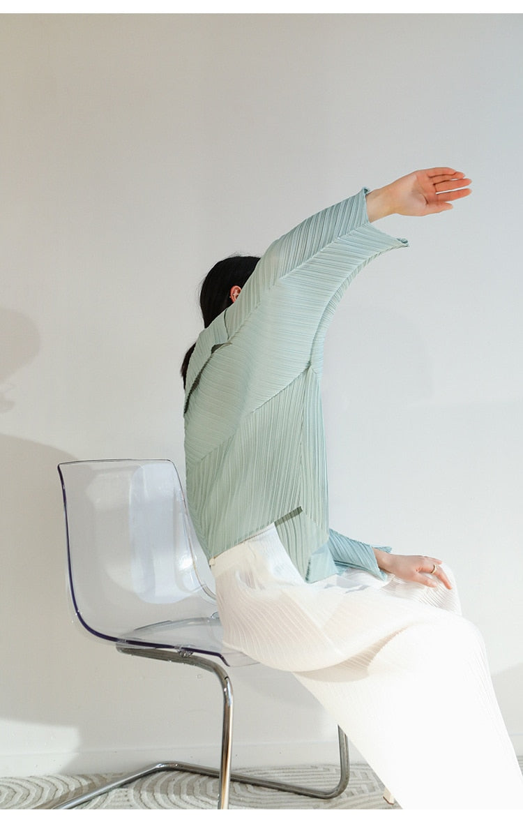 Miyake Pleated Folded Sleeves Open Front Jacket