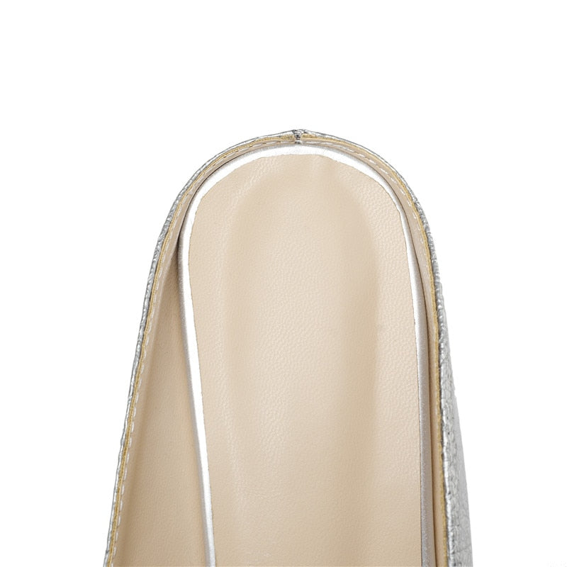 Genuine Leather Rhinestone Pointed Toe Crystal Pumps