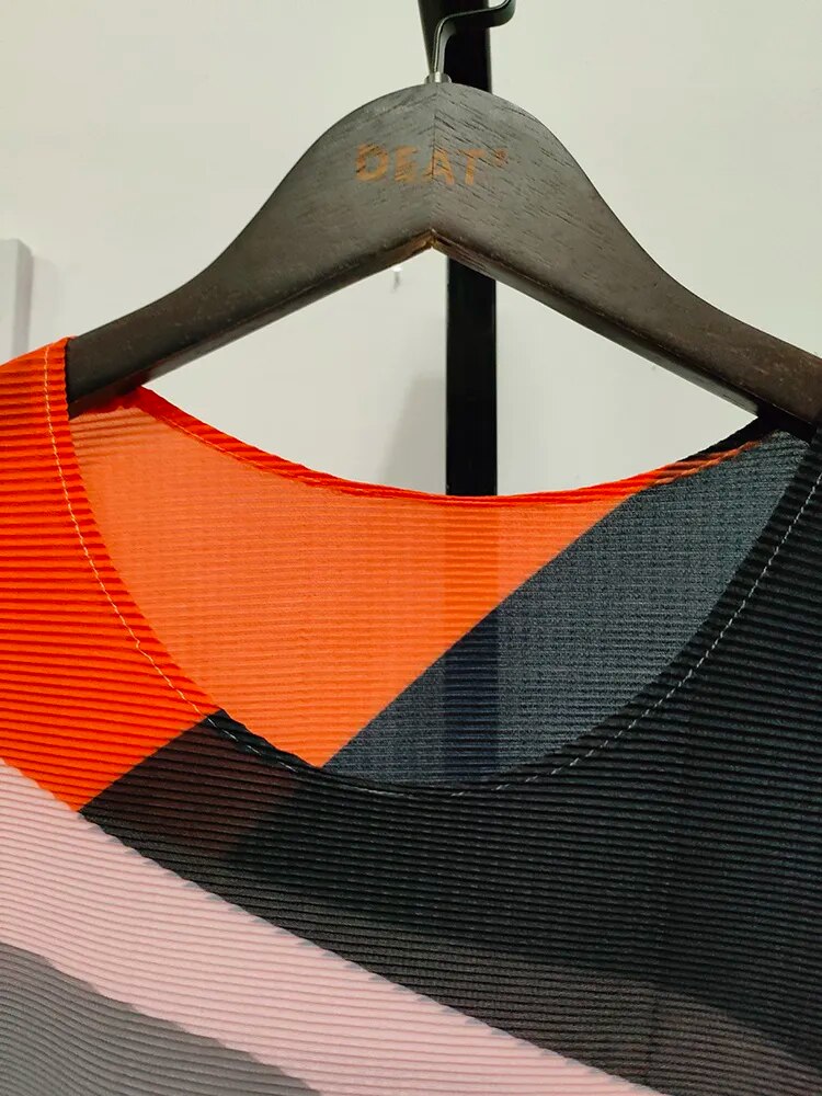 Miyake Pleated Round Neck A-Line Dress