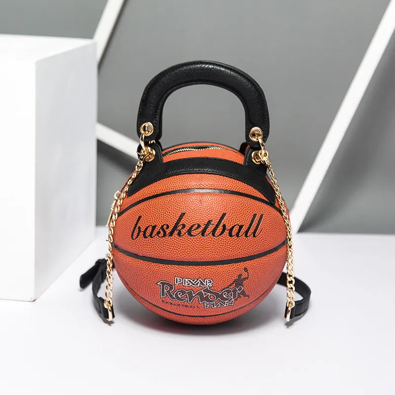 Basketball Shape PU Leather Crossbody Bag