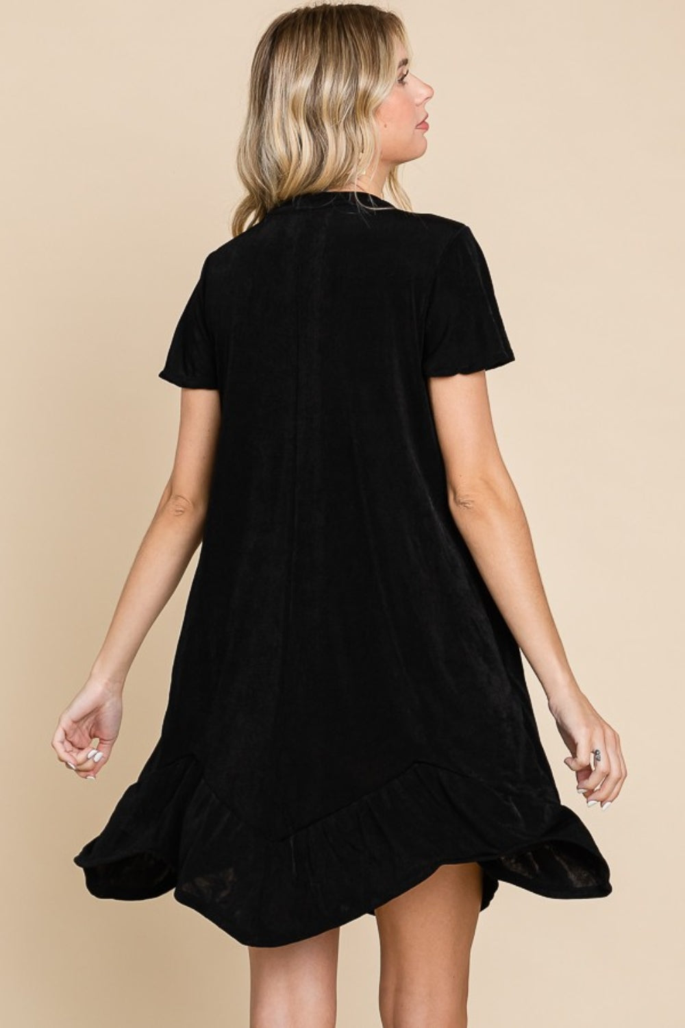 Notched Short Sleeve Dress