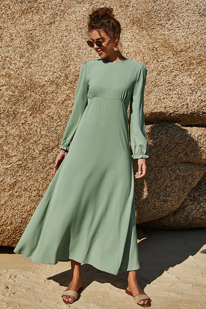 Puff Sleeve Flounce Dress, 2 Colors