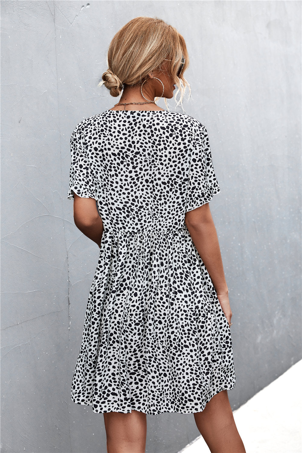 Printed Button Down Pocketed Dress