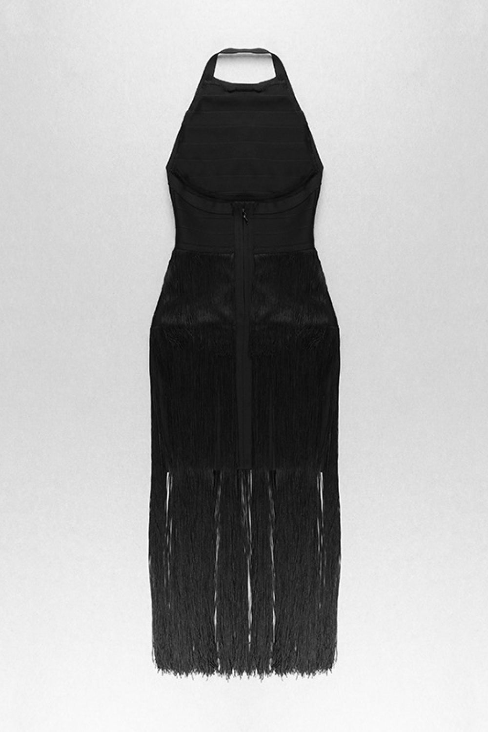 Halter Neck Fringe Dress | Black Color