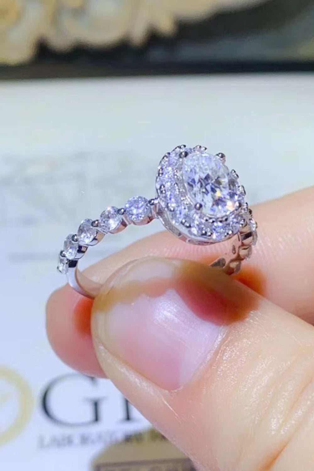 1 Carat Moissanite 925 Sterling Silver Halo Ring