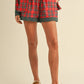 Contrast Plaid Long Sleeve Top and Shorts Set