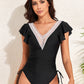 Ruffled V-Neck One-Piece Swimwear