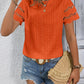 Full Size Eyelet Round Neck Short Sleeve Top