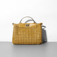 PU Woven Hollow Out Shoulder Handbag