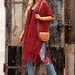 Openwork Open Front Cardigan with Fringes