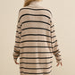 Striped Open Front Long Sleeve Cardigan