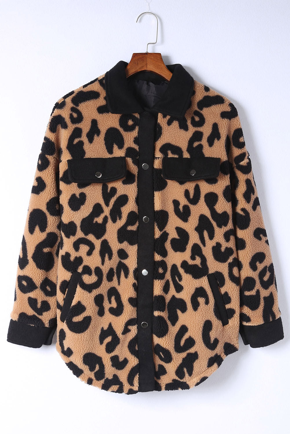 Leopard Button Up Long Sleeve Jacket