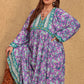 Plus Size Printed V-Neck Long Sleeve Maxi Dress