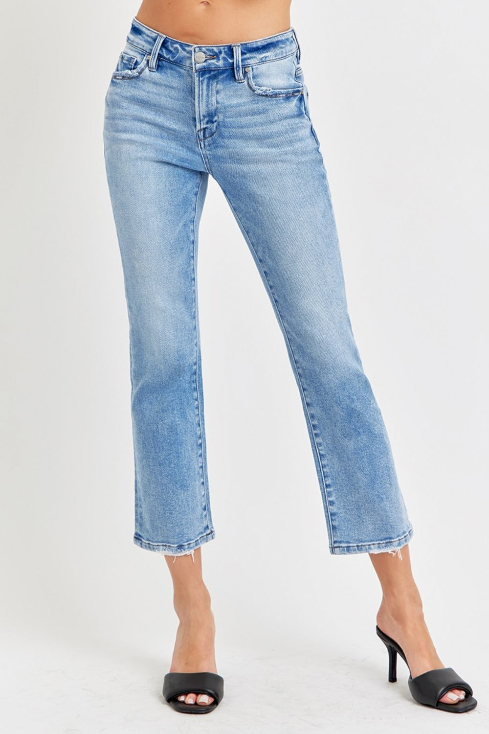 RISEN Low Rise Crop Slim Straight Jeans