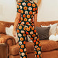 Pumpkin Printed Short Sleeve Top and Pants Lounge Set