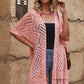 Openwork Open Front Cardigan with Fringes