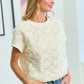 3D Mesh Flower Round Neck Short Sleeve Top