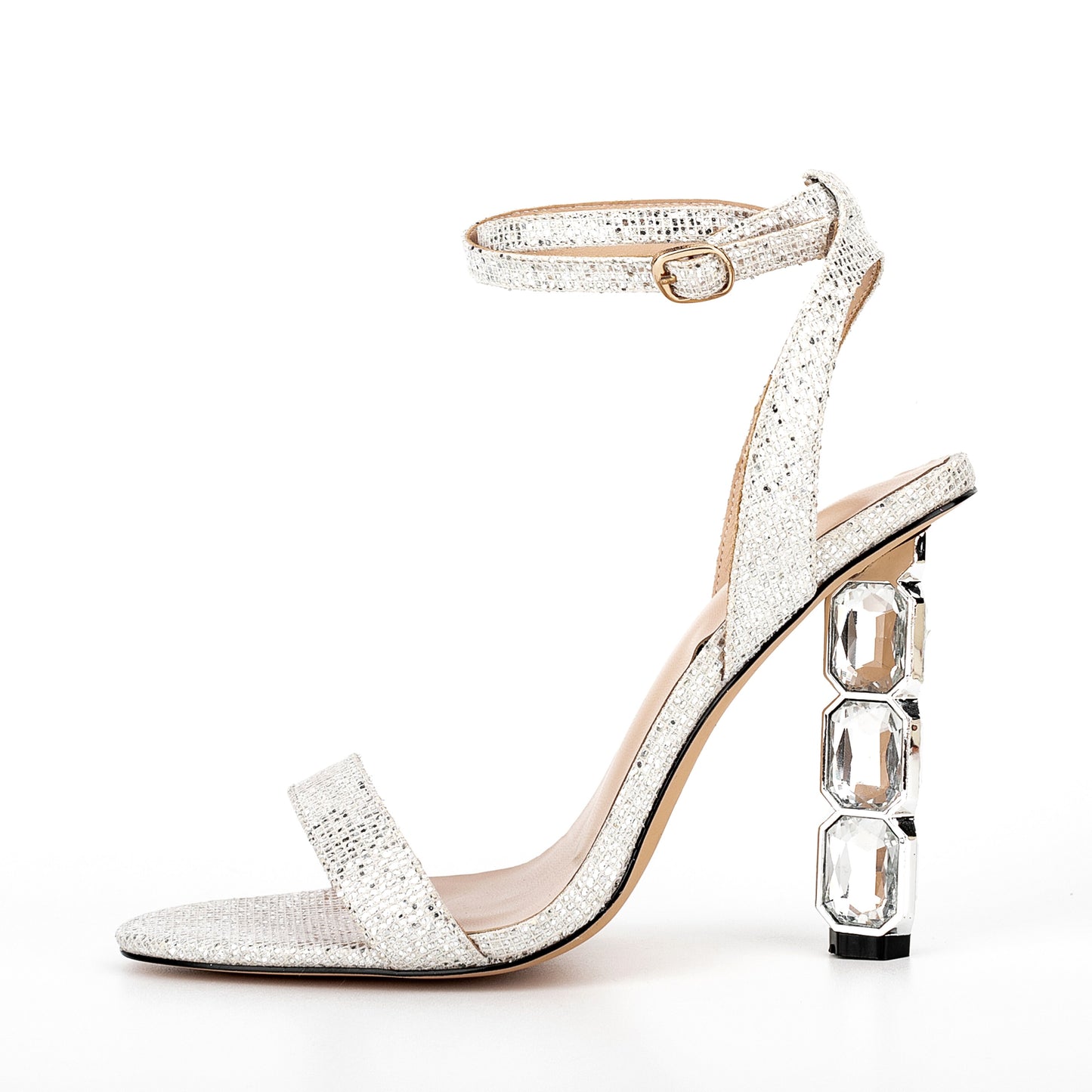 Glitter Open Toe Chunky Crystal Heels Sandals